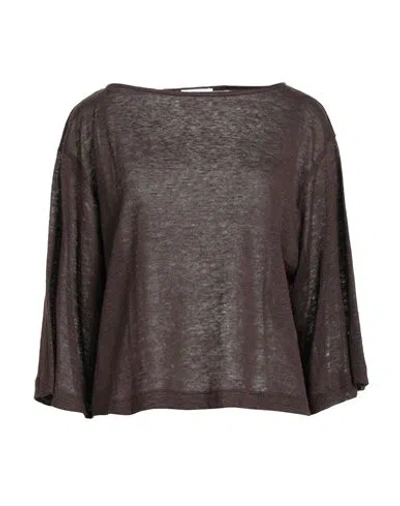 Ottod'ame Caring Woman T-shirt Chocolate Brown Size 8 Linen