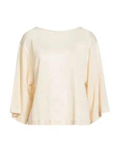 Ottod'ame Caring Woman T-shirt Cream Size 6 Linen In White