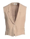 Ottod'ame Caring Woman Tailored Vest Sand Size 10 Polyester, Cotton, Linen In Beige