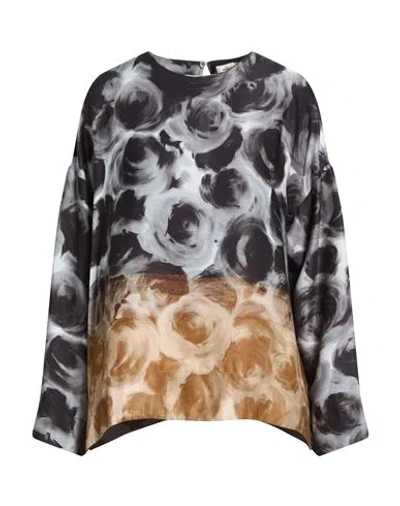 Ottod'ame Caring Woman Top Black Size 8 Viscose In Multi