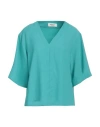Ottod'ame Caring Woman Top Turquoise Size 12 Polyester In Blue