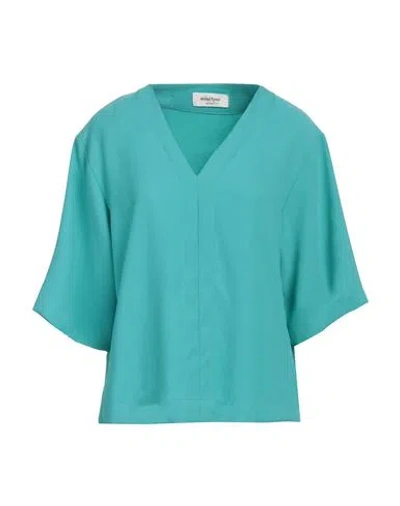 Ottod'ame Caring Woman Top Turquoise Size 12 Polyester In Blue
