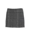 Ottod'ame Checkered Mini Skirt With Fitted Silhouette And Textured Weave In Gray