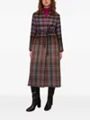 Ottod'ame Check-pattern Belted Coat In Brown