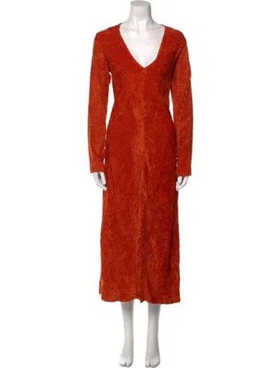 Pre-owned Ottod'ame Corduroy Long Dress In Orange