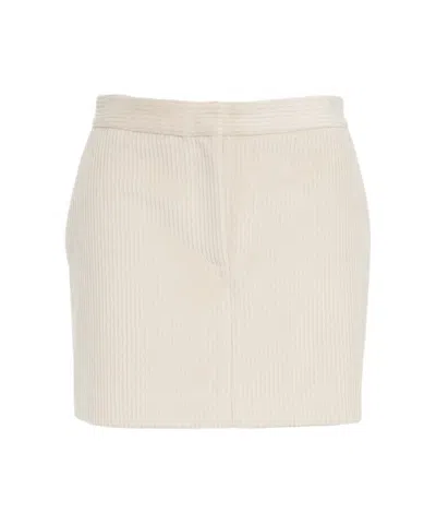 Ottod'ame Corduroy Mini Skirt In Neutral