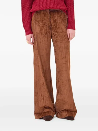 Ottod'ame Corduroy Wide-leg Trousers In Brown