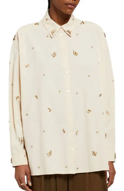 Ottod'ame Cotton Shirt With Strass In Neutral