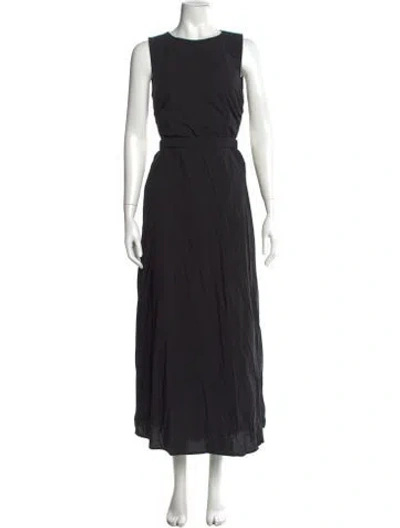 Pre-owned Ottod'ame Crew Neck Long Dress In Black