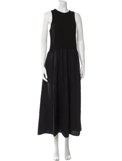 Pre-owned Ottod'ame Crew Neck Long Dress In Black