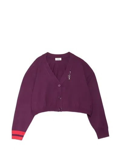Ottod'ame Cropped Button-up Cardigan In Purple