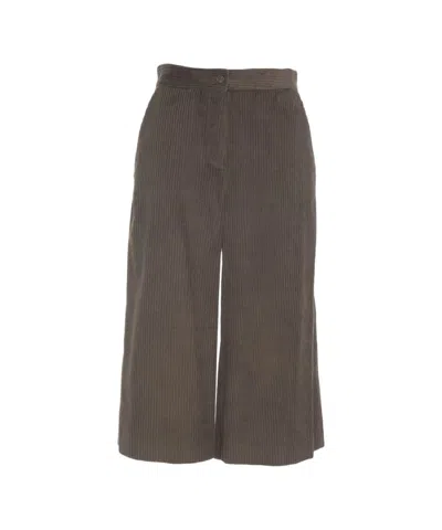 Ottod'ame Cropped High-waisted Culottes With Tailored Pleats In Brown