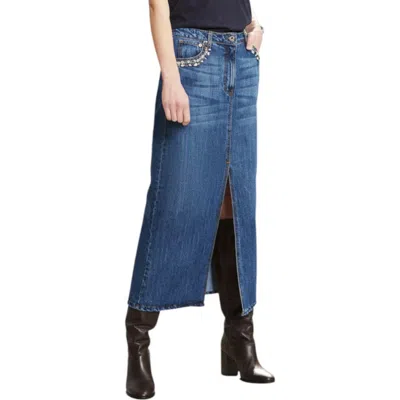 Ottod'ame Denim Midi Skirt In Blue