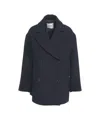 Ottod'ame Double-breasted Blue Peacoat With Relaxed Fit In Black