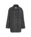 Ottod'ame Double-breasted Oversized Checkered Coat With Wide Collar In Black
