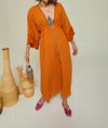 OTTOD'AME DOUBLE V LONG DRESS IN ORANGE