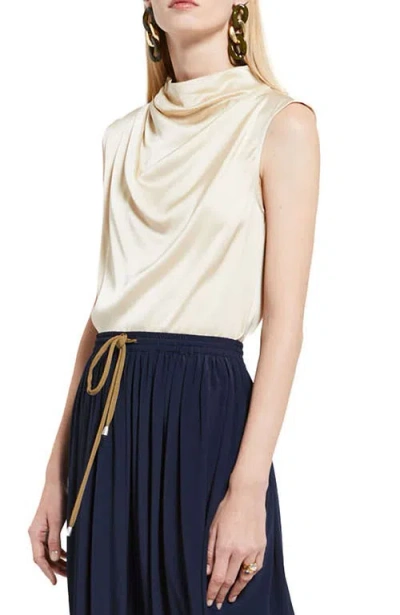 Ottod'ame Draped Satin Sleeveless Top In White