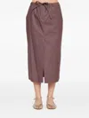 Ottod'ame Drawstring Side-split Midi Skirt In Brown