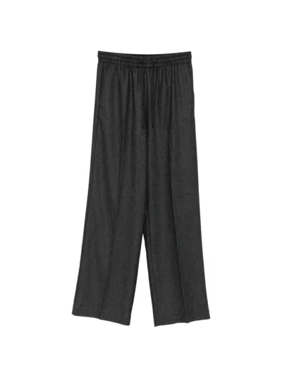 Ottod'ame Drawstring-waist Pressed-crease Trousers In Black