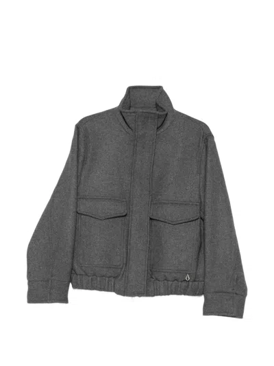Ottod'ame Elasticated-hem Flap-pocket Jacket In Grey