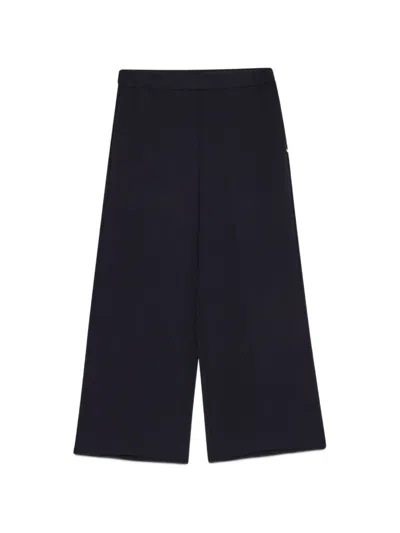 Ottod'ame Elasticated-waistband Wide-leg Trousers In Black