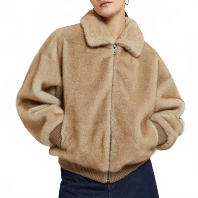 Ottod'ame Faux Fur Coat In Taupe In Neutral