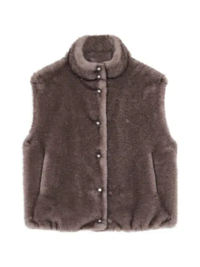 Ottod'ame Faux-fur Panelled Gilet In Brown