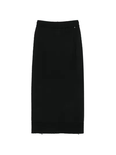 Ottod'ame Fine-knit Slit-detail Midi Skirt In Black