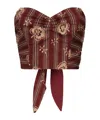 Ottod'ame Floral Bandeau Tank Top In Burgundy