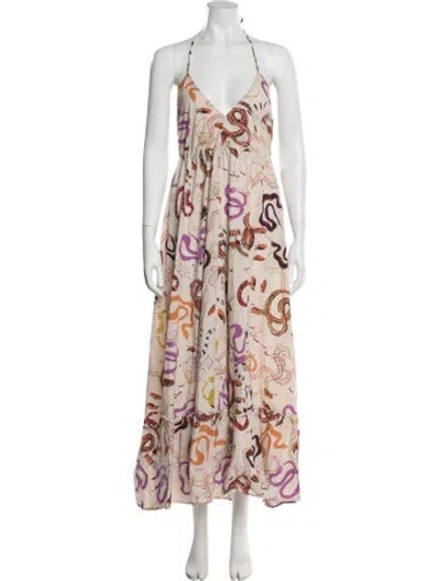 Pre-owned Ottod'ame Floral Print Long Dress In Neutral