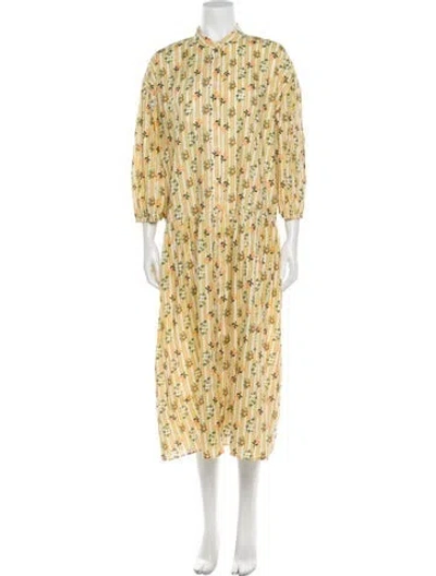Pre-owned Ottod'ame Floral Print Long Dress In Yellow