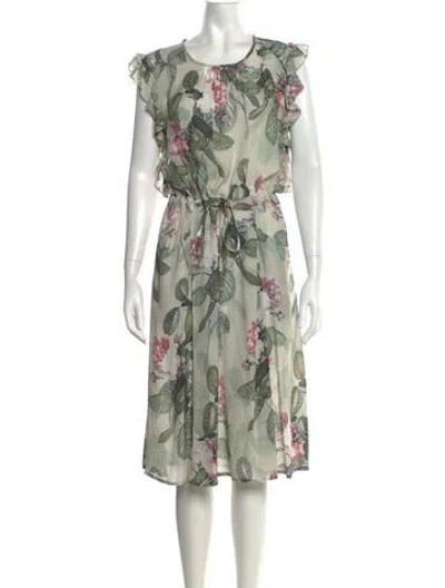 Pre-owned Ottod'ame Floral Print Midi Length Dress In Green
