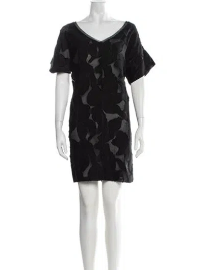 Pre-owned Ottod'ame Floral Print Mini Dress In Black