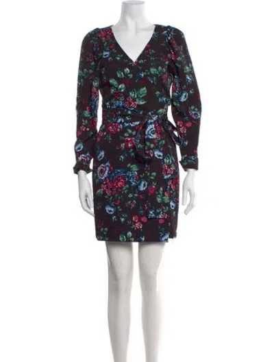 Pre-owned Ottod'ame Floral Print Mini Dress In Black