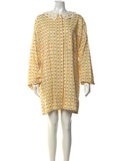 Pre-owned Ottod'ame Floral Print Mini Dress In Yellow