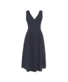 Ottod'ame Flowing A-line Midi Dress With V-neckline In Black