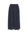 Ottod'ame Flowing Blue Midi Skirt With Pleats And Slip Pockets In Blue