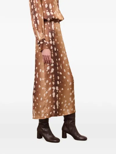 Ottod'ame Flowing Straight Skirt In Brown