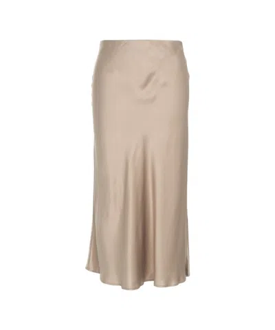 Ottod'ame Fluid Midi Skirt With High Waist And Flared Design In Brown