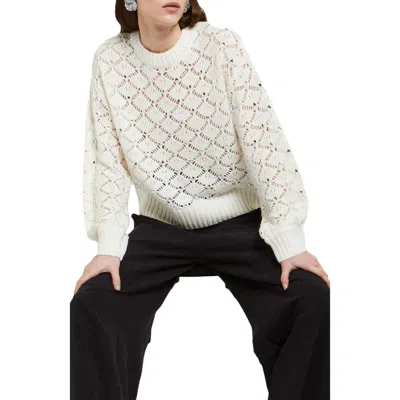 Ottod'ame Fretworked Sweater In White