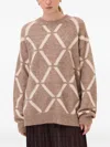 Ottod'ame Geometric-patterned Sweater In Brown