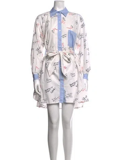 Pre-owned Ottod'ame Graphic Print Mini Dress In White