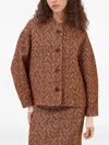 Ottod'ame Herringbone Button-up Jacket In Brown