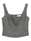 Ottod'ame Herringbone Square-neck Top In Gray