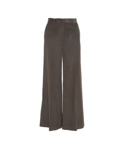 Ottod'ame High-waist Flared Trousers With Textured Fabric In Multi
