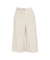 Ottod'ame High-waisted Cropped Culottes With Pleats In Neutral
