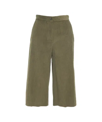Ottod'ame High-waisted Cropped Culottes With Pressed Pleats In Gray