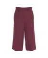 Ottod'ame High-waisted Wide-leg Bermuda Shorts With Pleats In Burgundy