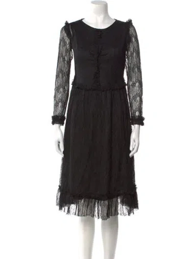 Pre-owned Ottod'ame Lace Knee-length Dress In Black