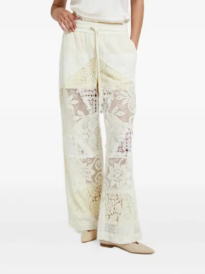 Ottod'ame Lace-panelled Trousers In Neutral
